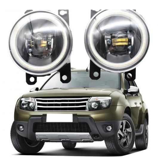 LED フォグライト カットラインレンズ 適用: ダチア/ルノー/RENAULT ダスター 2010-2014-2016-2020 LED エンジェルアイ DRL フロント ホワイト エンジェルアイ AL-KK-8051 AL