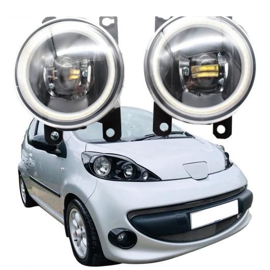 LED フォグライト カットラインレンズ 適用: プジョー/PEUGEOT 107 除く XS モデル 2005-2012 エンジェルアイ DRL ホワイト エンジェルアイ AL-KK-8111 AL