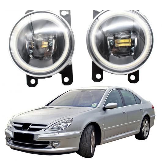 LED フォグライト カットラインレンズ 適用: プジョー/PEUGEOT 607 9U/9D 2005-2009 フェイスリフト 2006 2007 2008 2009 エンジェルアイ DRL ホワイト エンジェルアイ AL-KK-8114 AL