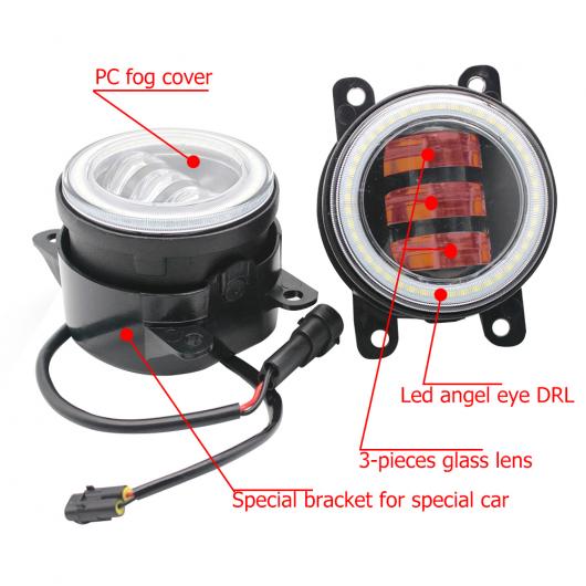 2ピース LED エンジェルアイ DRL 適用: 三菱 モンテロ ショーグン パジェロ 2008-2011 2012 2013 2014 LED フォグ LED DRL・LEDフォグライトのみ エンジェルアイなし AL-KK-8181 AL_3
