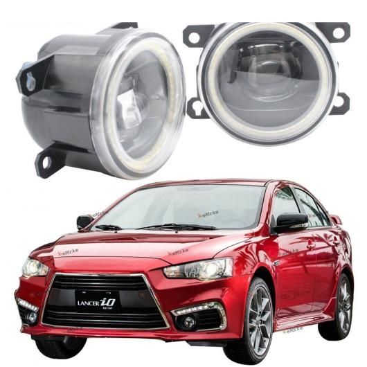 フォグライト 適用: 三菱 ランサー IO EX 2015 2016 2017 2in1 LED エンジェルアイ DRL カットラインレンズ 左+右 ホワイト エンジェルアイ AL-KK-8217 AL