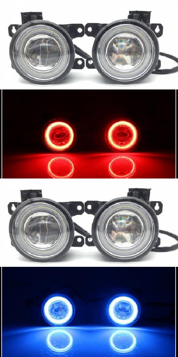2in1 LED エンジェルアイ DRL 3色 カットラインレンズ フォグランプ 適用: スズキ セレリオ 2014 2015 2016 レッド エンジェルアイ・ブルー エンジェルアイ AL-KK-8353 AL
