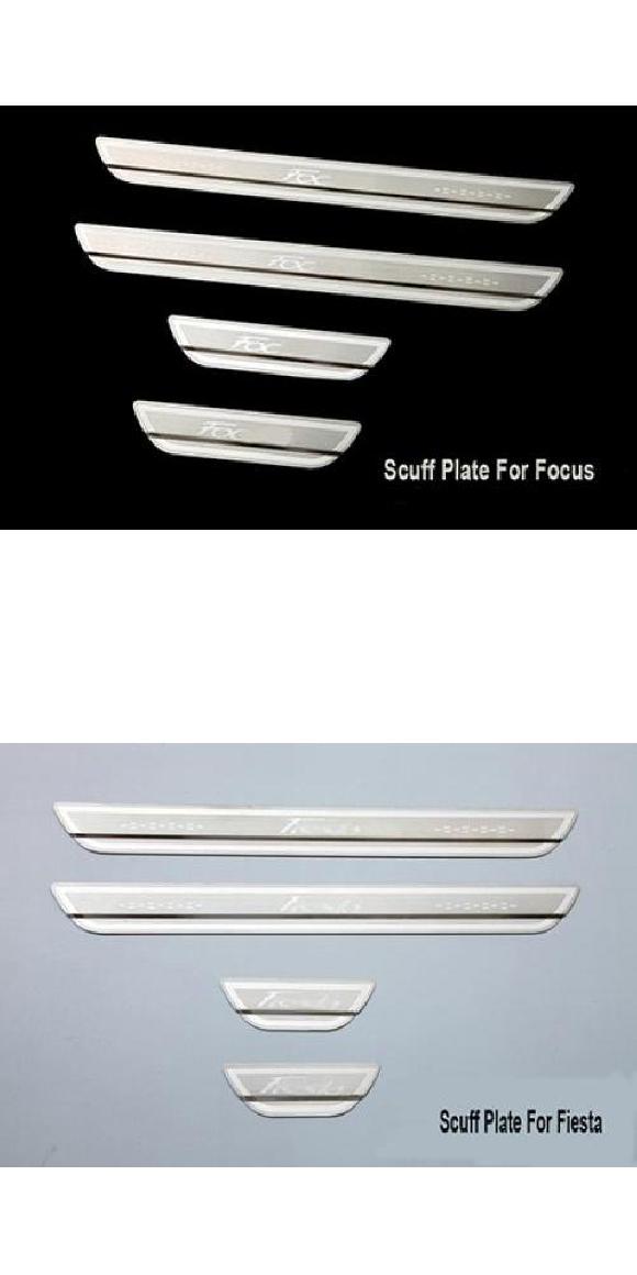 AL クローム ステンレス スチール スカッフ プレート ドア シル カバー 適用: フォード/FORD フォーカス フィエスタ 2012 2013 2014 2015 アクセサリー フォーカス・フィエスタ AL-KK-8541