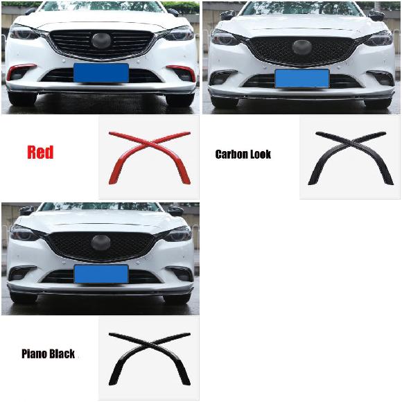 AL 適用: MAZDA6 アテンザ M6 2017 2018 クローム フロント ヘッド フォグライト ランプ カバー トリム バンパー モールディング ガーニッシュ アイブロー アイリッド レッド〜ピアノブラック AL-KK-8856