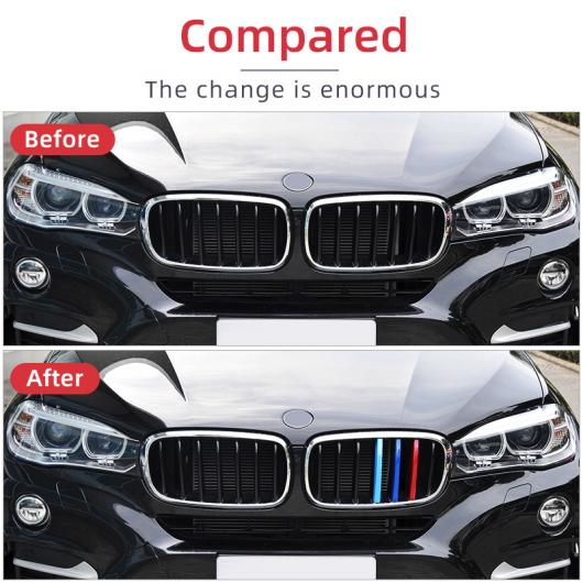 AL 3ピース フロント グリル トリム ストリップ ステッカー 適用: BMW E90 E60 F10 F20 F30 F34 G30 X1 E84 F48 X3 F25 X5 F15 16 X6シリーズ 1 3 アクセサリー E90 03-08 12バー AL-LL-1311の通販は