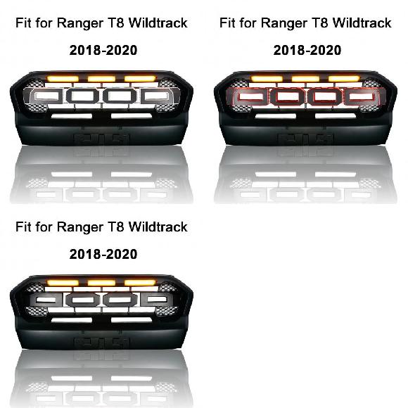 フロント レーシング グリル ABS グリル 適用: レンジャー T8 ワイルドトラック 2018-2020 グリル ホワイト ブラック〜フル ブラック AL-LL-1333 AL