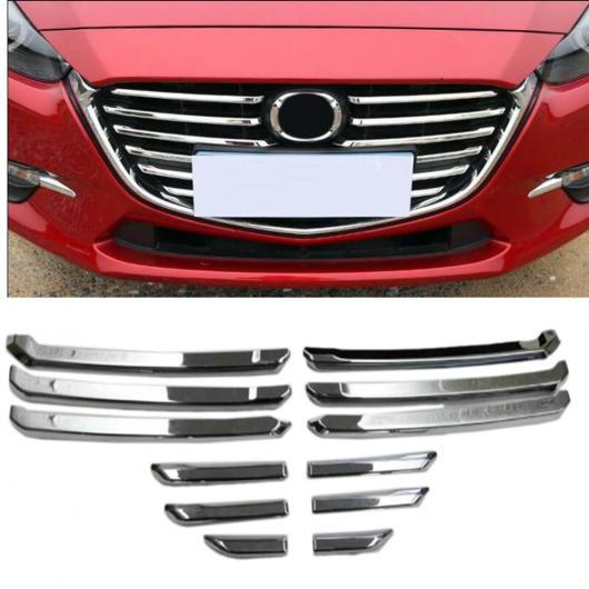12ピース ABS クローム プラスチック オート フロント センター グリル カバー レーシング グリル トリム 適用: MAZDA3 M3 アクセラ 2017 2018 AL-LL-1412 AL