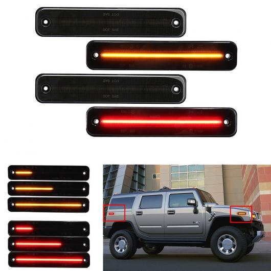 4ピース アンバー レッド ウインカー ダイナミック フロー LED サイド マーカー ライト キット 適用: ハマー/HUMMER H2 2003-2009 AL-MM-2120 ALの通販は
