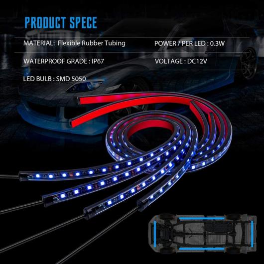 アンダーグロー ライト フレキシブル ストリップ LED アンダーボディ ライト リモート コントロール ネオン ライト RGB 装飾 装飾 ランプ 90×2-120×2 AL-MM-2151 AL_4