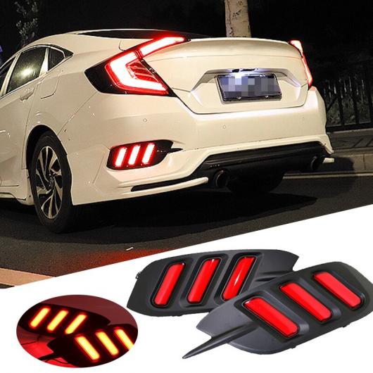 2ピース LED リア バンパー リフレクター ライト レッド ドライビング ブレーキ ストップ フォグ トリム モールディング テール ランプ 適用: ホンダ シビック 2016 2017 AL-MM-2172 AL