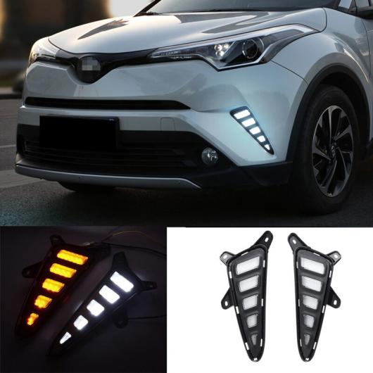 ホワイト イエロー LED デイタイム ランニング チューニング シグナル ライト DRL フォグ ブレーキ ドライビング ランプ 適用: トヨタ CHR C-HR 2016 2017 2018 ホワイト-イエロー AL-MM-2207 AL