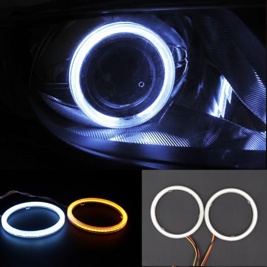 2ピース ドライビング ホワイト ウインカー イエロー LED アングル アイ HALO リング スイッチバック ライト ヘッドライト オート ランプ 70mm AL-MM-2208 AL
