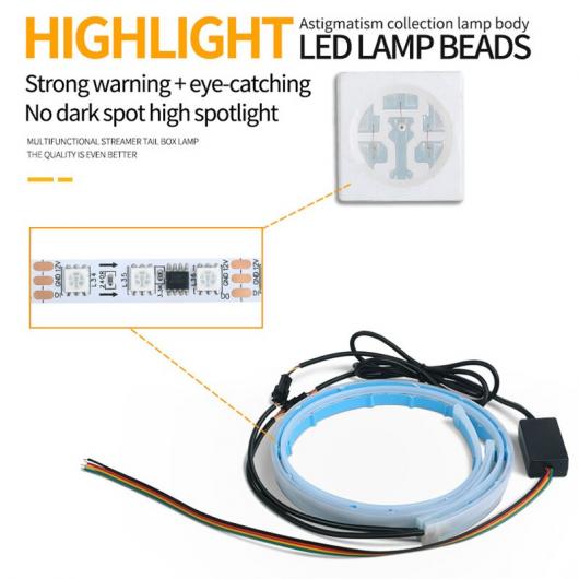 2ピース ユニバーサル 防水 フレキシブル RGB デイタイムランニングライト DRL マルチカラー LED ストリップ ウインカー ライト RGB 30cm APP AL-MM-2214 AL_3