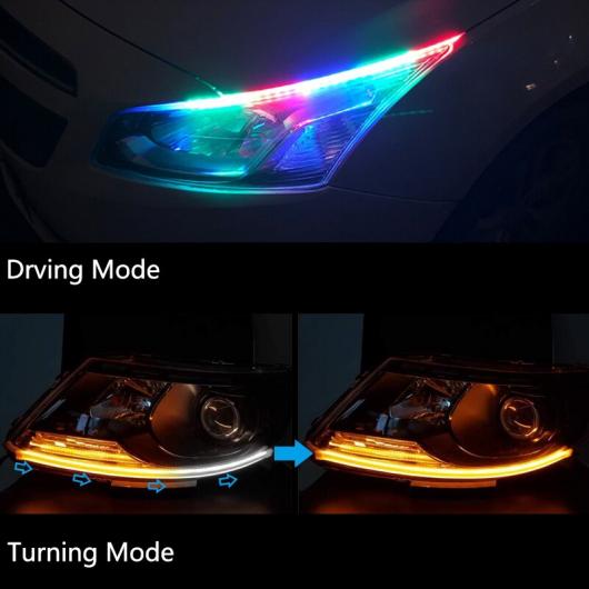 2ピース ユニバーサル 防水 フレキシブル RGB デイタイムランニングライト DRL マルチカラー LED ストリップ ウインカー ライト RGB 30cm APP AL-MM-2214 AL_4