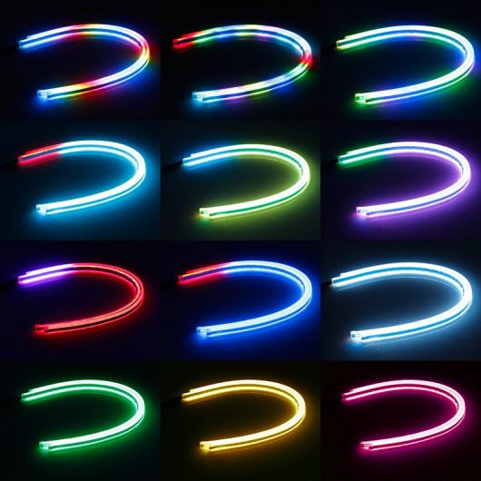 2ピース ユニバーサル 防水 フレキシブル RGB デイタイムランニングライト DRL マルチカラー LED ストリップ ウインカー ライト RGB 30cm APP AL-MM-2214 AL_6