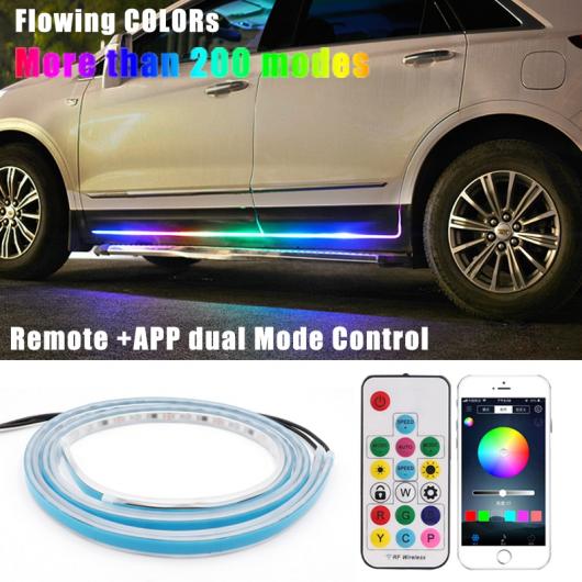 カラフル LED フレキシブル フロー ドア ウェルカムライト ストリップ リモート APP コントロール スカッフ シル パネル RGB ネオン ランプ 1.5m AL-MM-2303 AL