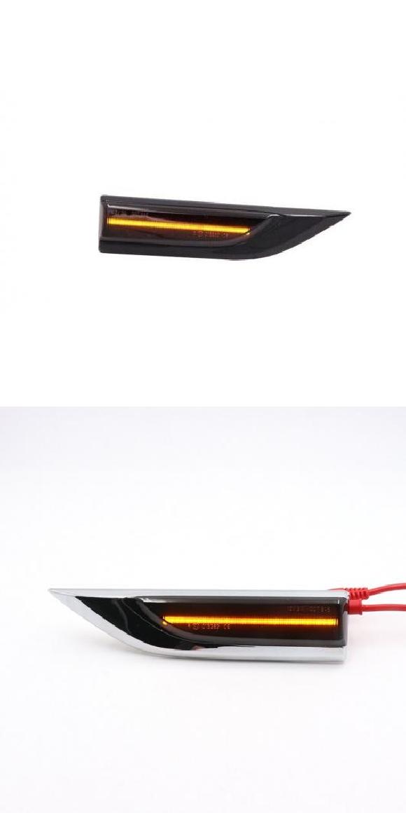 2ピース ダイナミック シーケンシャル LED サイド マーカー ターンシグナルライト インジケーター リピーター 適用: VW トランスポーター ノーマル ブラック・ノーマル シルバー AL-MM-2312 AL