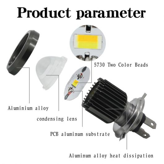AL H4 LED オートバイ ヘッドライト LED BA20D LED バルブ 2000lm スーパー ブライト ホワイト ホワイト イエロー 1ピース・ホワイト ライト 1ピース H6〜BA20D AL-MM-2330_2