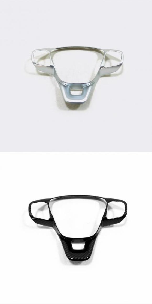 適用: フォード/FORD クーガ エスケープ 2020 2021 ABS マット カーボンファイバー ステアリング ホイール 装飾 カバー トリム フレーム ステッカー マットシルバー・カーボン調 AL-MM-2366 AL