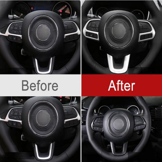 当てはめる: ジープ/JEEP 羅針儀 2017 2018 2019 2020 ABS クローム ステアリング 銀輪 名取り草 ノッブ 取りまかなう 刈り込み ステッカー 付属品 つや消ししろがね色・炭素調 AL-MM-2410 AL