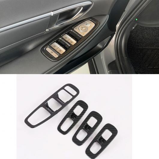 適用: ヒュンダイ/現代/HYUNDAI ソナタ DN8 2020 2021 ABS カーボンファイバー ウインドウ リフト ボタン スイッチ パネル カバー トリム ステッカー 左ハンドル用 AL-MM-2646 AL_1