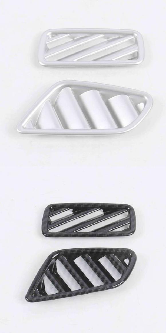 AL 適用: アウディ/AUDI Q3 F3 2019 2020 カーボンファイバー インテリア アクセサリー センター コンソール エアコン 吹き出し口 装飾 カバー マットシルバー・カーボン調 AL-MM-3117