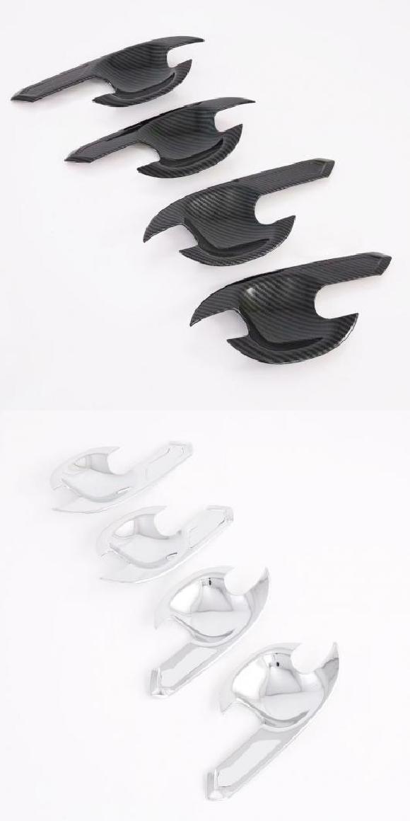 適用: トヨタ ラッシュ 2018 2019 2020 カーボンファイバー ドア ハンドル ボウル カバー モールディング トリム 装飾 ステッカー アクセサリー カーボン・クロム AL-MM-3230 AL