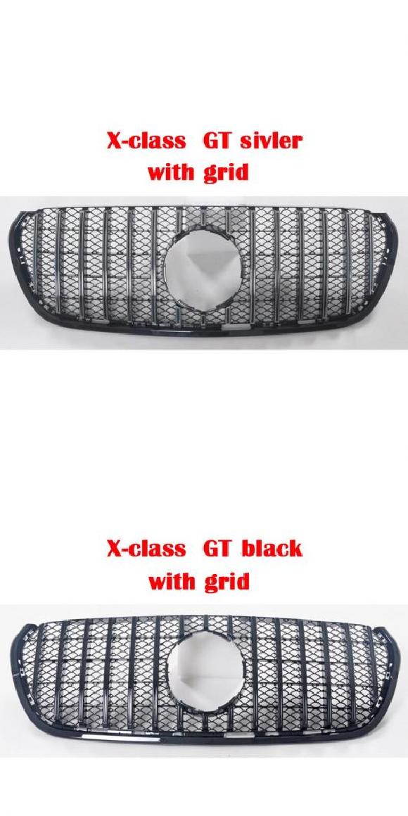 適用: メルセデス・ベンツ Xクラス X250D X250 ピックアップ GT ミドル グリル ABS シルバー ブラック フロント バンパー センター グリル バーチカル スタイル 3・スタイル 4 AL-MM-4417 AL