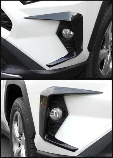 2ピース フロント フォグライト アイブロー アイリッド カバー トリム フォグライト ランプ プロテクター 適用: トヨタ RAV4 2019 2020 A ブラック〜A カーボンファイバー AL-MM-4880 AL_6