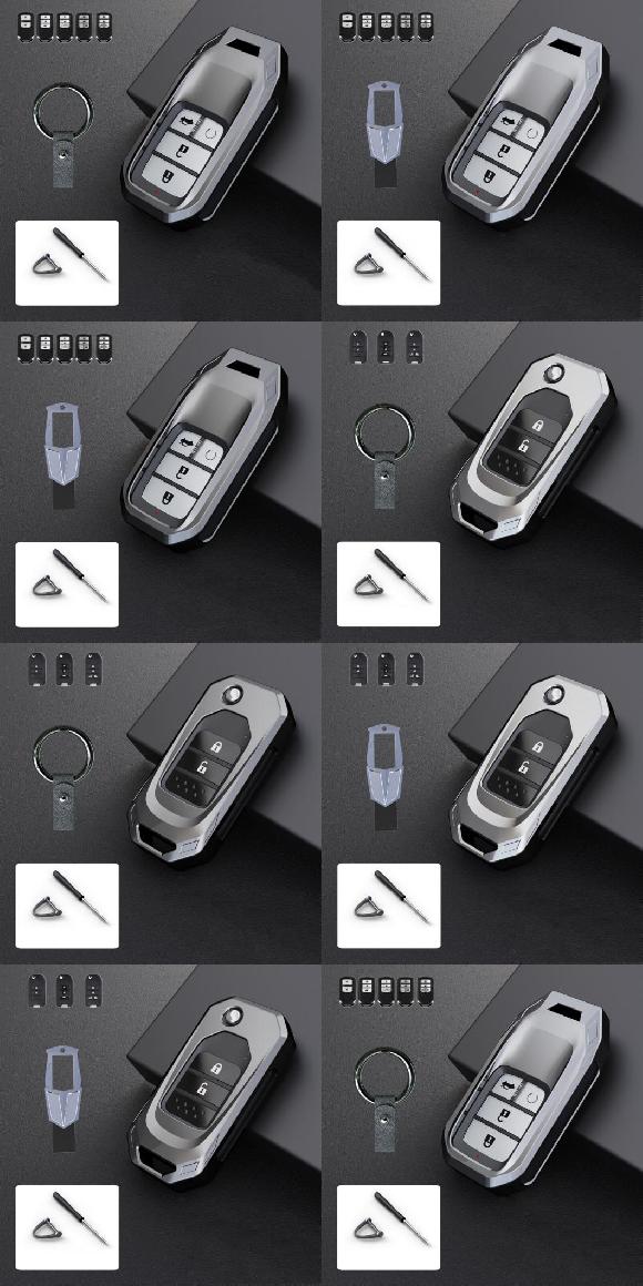 金属 キーケース カバー フォブ 適用: ホンダ アコード IX X 9 10 シビック X 10 フィット ジャズ IV 4 GK 5 CRV V 5 HRV スマート キー グレー A〜スマート キー シルバー A AL-MM-5058 AL