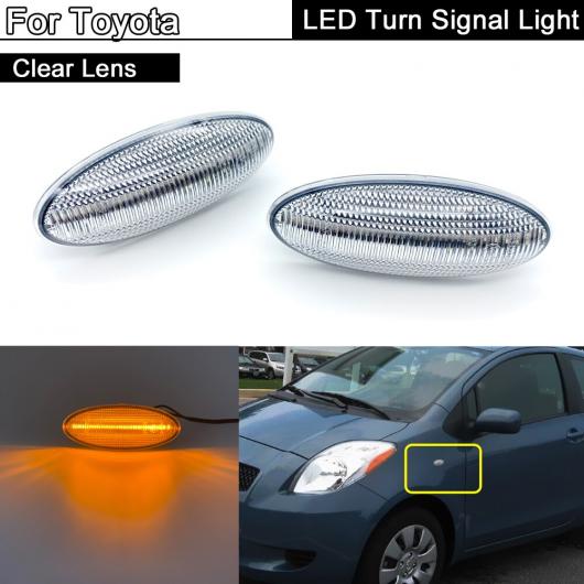 2ピース エラー クリア レンズ フロント LED サイドマーカー ライト アンバー ターンシグナルランプ 適用: トヨタ ヤリス ヴィッツ ヴィッツ ヤリス RAV4 カローラ ヴァーソ クリア AL-MM-5521 AL_5