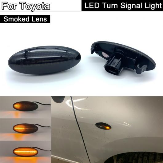 2ピース エラー スモーク レンズ フロント LED サイドマーカー ライト ダイナミック アンバー ターンシグナルランプ 適用: トヨタ ヤリス ヴィッツ ヴィッツ ヤリス RAV4 カローラ ヴァーソ スモーク AL-MM-5524 AL_5