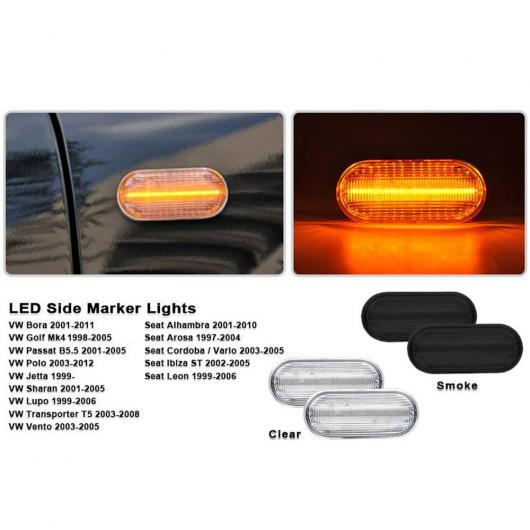 LED フロント サイドマーカー ライト 適用: VW MK4 ジェッタ GTI R32 ボーラ ゴルフ 3 4 ルポ パサート 3B 3BG ポロ クリア レンズ ダイナミック・スモーク レンズ ダイナミック AL-MM-5616 AL_5