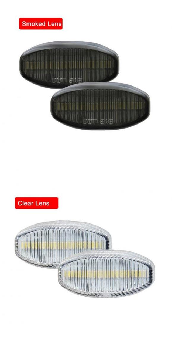 2ピース エラー スモーク レンズ クリア レンズ フロント バンパー アンバー LED サイドマーカー ライト 適用: フォード/FORD F150 可変バルブ ラプター 2010-2014 スモーク・クリア AL-MM-5651 AL
