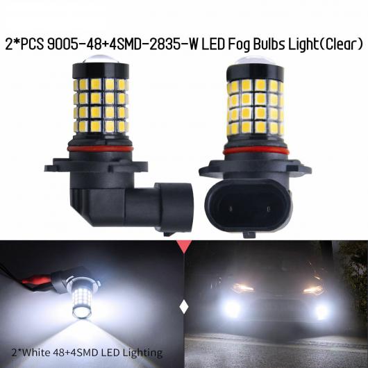 2ピース 9005-48+4SMD-2835-W LED バルブ フォグランプ 10-30V 高光度 クリア レンズ AL-MM-5694 AL