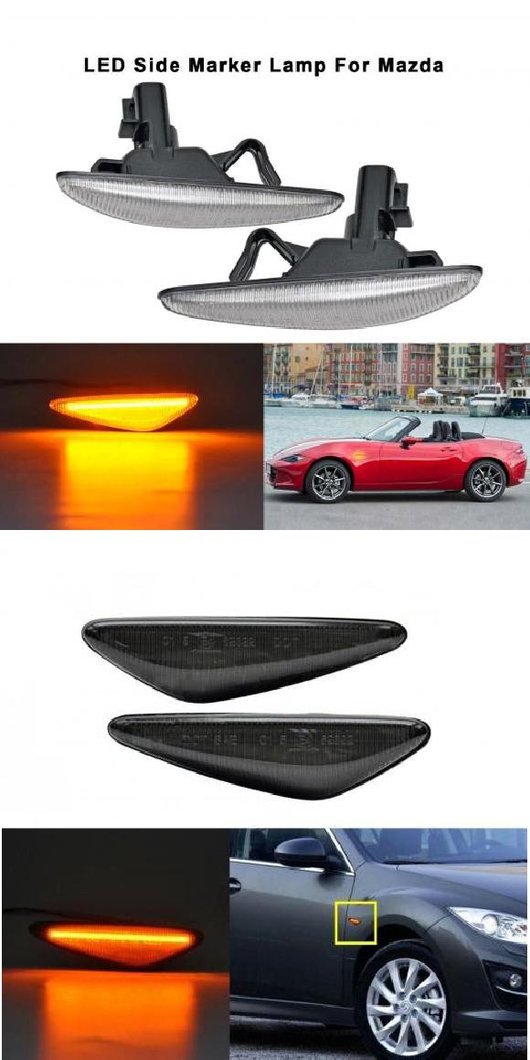 ダイナミック アンバー LED フロント サイドマーカー ライト 適用: マツダ MX-5 MX-6 16-アップ RX8 09-12 日産 ラフェスタ ハイウェイ スター クリアレンズ・スモークレンズ AL-MM-5714 AL