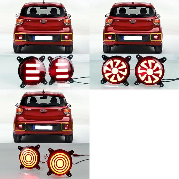 2ピース LED リア バンパー リフレクター ライト 適用: HYUNDA グランド I10 2017 2018 LED ドライビング ライト+LED ブレーキ ライト モデル A〜モデル C AL-MM-5784 AL