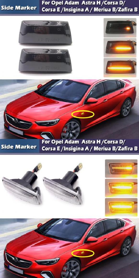 2ピース ダイナミック LED サイドマーカー スモーク ライト ターンシグナルランプ 適用: オペル/OPEL インシグニア アストラ H ザフィーラ B コルサ D シボレー/CHEVROLET クルーズ スモーク・クリア AL-MM-5805 AL