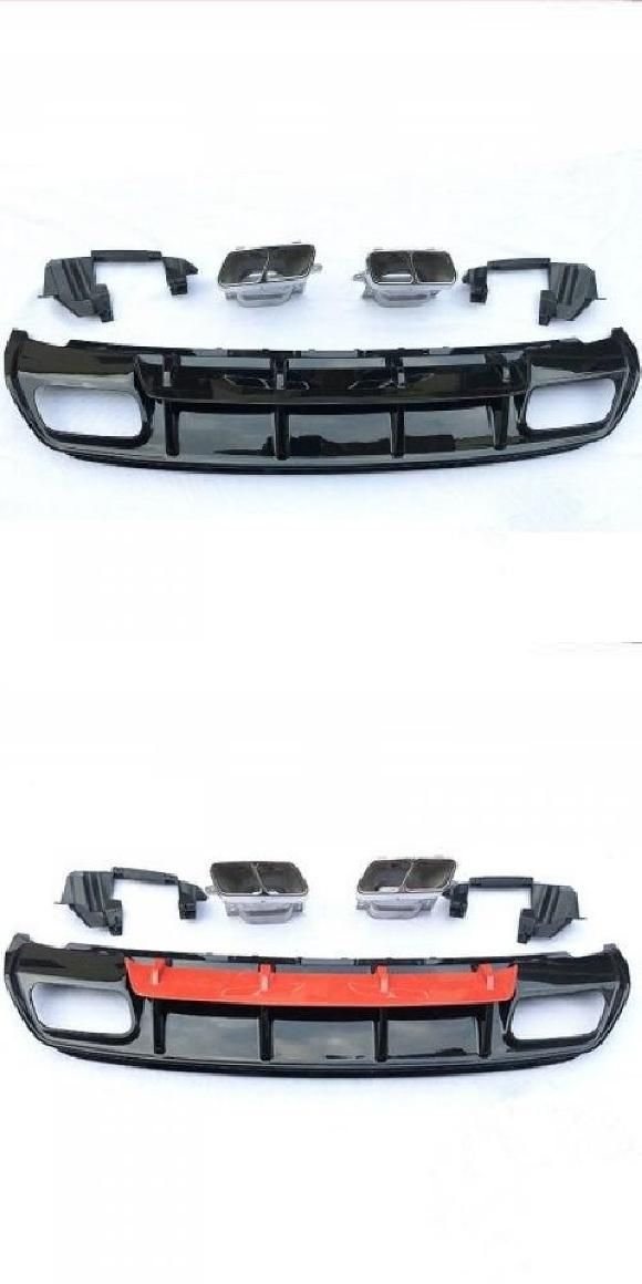 リアバンパー リアバンパー ブラックディフューザー 4アウトレット