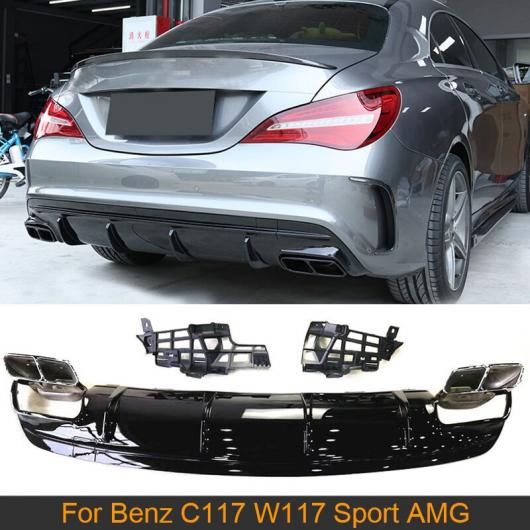 カーボンファイバー リア バンパー ディフューザー リップ 適用: メルセデス・ベンツ C117 W117 CLA200 CLA260 CLA45 AMG 2016-2019 光沢ブラック リア カーボンファイバー 2 AL-MM-7929 AL_5