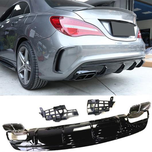 カーボンファイバー リア バンパー ディフューザー リップ 適用: メルセデス・ベンツ C117 W117 CLA200 CLA260 CLA45 AMG 2016-2019 光沢ブラック リア カーボンファイバー 2 AL-MM-7929 AL_2