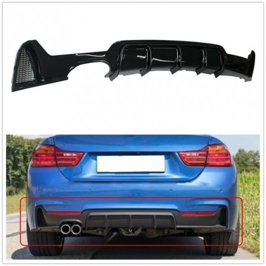 リア バンパー ディフューザー リップ 1 サイド デュアル エキゾースト パイプ トランク ロワー スポイラー チン カバー 適用: BMW 4シリーズ F32 2014-2016 光沢ブラック ピアノブラック AL-MM-7957 AL