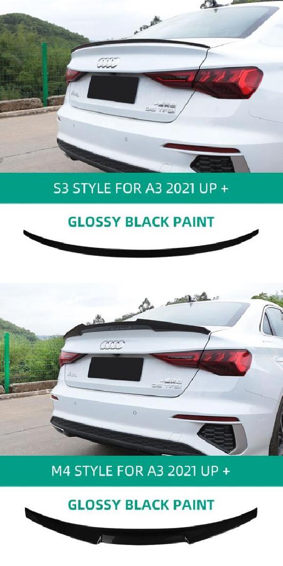 リア トランク メンバー スポイラー ウイング 適用: アウディ/AUDI A3 セダン 2021 ABS プラスチック ペイント 光沢ブラック カーボンファイバー S3 ブラック・M4 ブラック AL-MM-8023 ALの通販は 28,330円