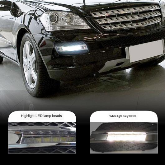 適用: メルセデス・ベンツ W164 ML300 ML320 ML350 2008-2009 LED DRL デイタイムランニングライト デイライト 防水 フォグ ヘッド ランプ ホワイト AL-MM-8329 AL