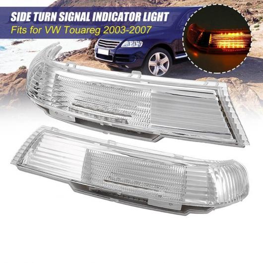 2ピース LED ターンシグナルライト バックミラー ミラー ライト ウインカー インジケーター アンバー 適用: VW トゥアレグ 2003 2004 2005 2006 2007 ブラック AL-MM-8377 AL_2