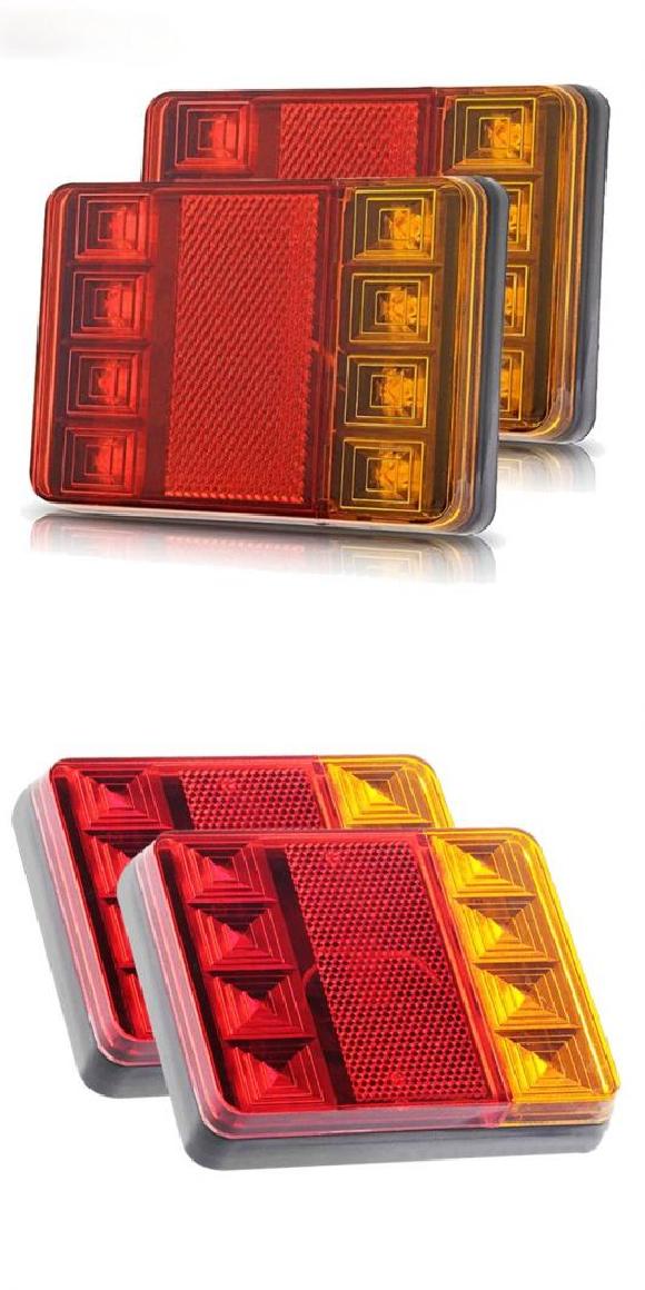 2ピース 防水 8 LED ワーニング テールライト リア ランプ ペア ボート トレーラー 12V 24V リア パーツ 適用: UTE トレーラー トラック オート ライト 12V・24V AL-MM-8480 AL