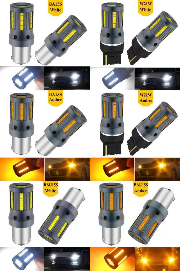 2ピース エラーなし W21W 7440 T20 BAU15S BA15S PY21W LED ターンシグナルライト 適用: BMW アウディ/AUDI ボルボ/VOLVO トヨタ BA15S P21W ホワイト〜BAU15S PY21W アンバー AL-MM-8484 AL