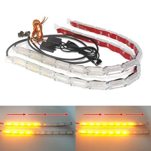 2ピース 防水 フレキシブル ユニバーサル LED DRL デイタイムランニングライト ホワイト ヘッドライト LED ストリップ レッド イエロー・ホワイト イエロー 43cm 14LED AL-MM-8566 AL_5