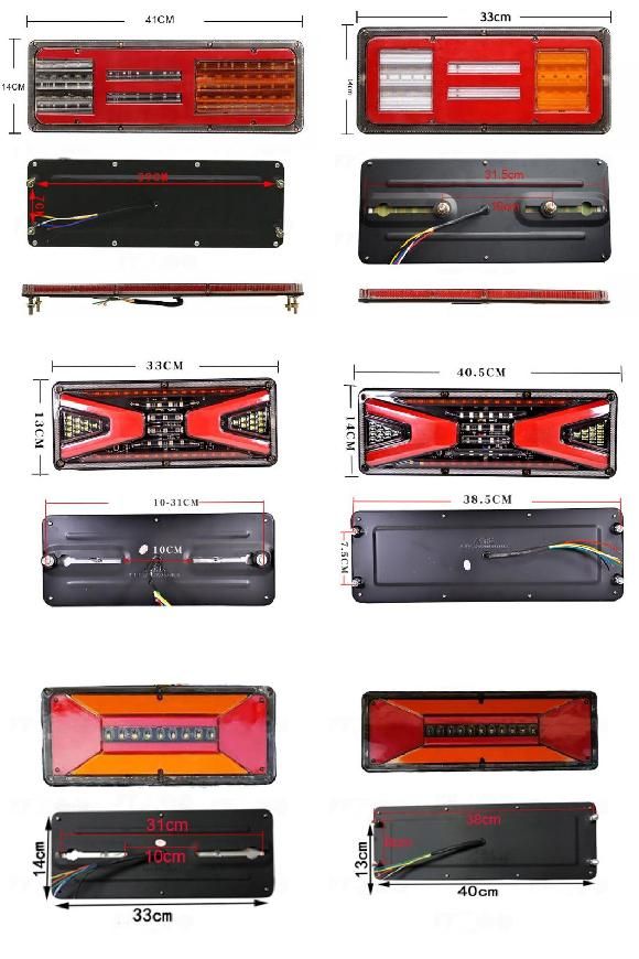 トラック リア テールライト LED トレーラー テールライト 防水 フロー ステアリング ブレーキ リバース トラフィック フォグランプ ユニバーサル 41cm〜40cm AL-MM-8741 AL
