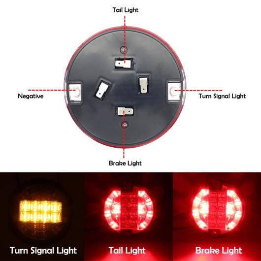 12V-24V 20LED テールライト リア ブレーキ ストップ ライト ターンシグナルランプ ラウンド ハンバーガー バルブ 2ピース レッド ホワイト 1・2ピース レッド イエロー 1 12V-24V AL-MM-8745 AL_4